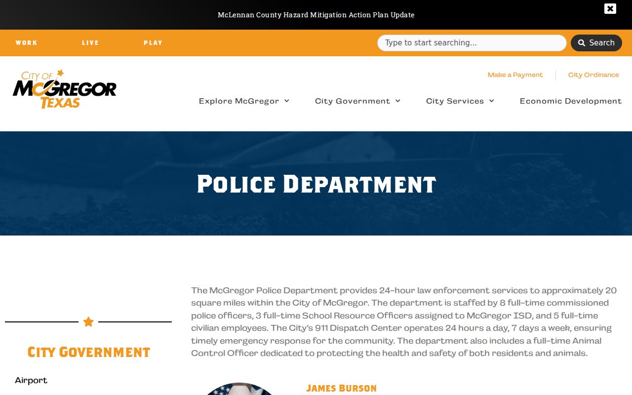 Coryell County municipal warrant records, neighboring McGregor police department contact
