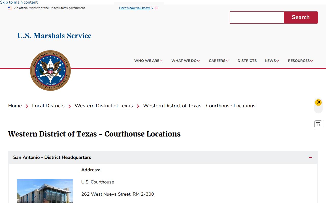Coryell County warrant records, Waco federal courthouse contact block